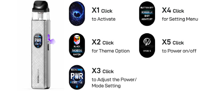 Interface et réglages du pod Vaporesso XROS 5